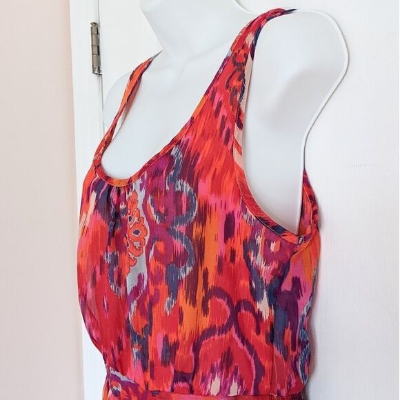 CHARMING CHARLIE maxi dress ikat multicolored watercolor pattern size M @i - Picture 9 of 14